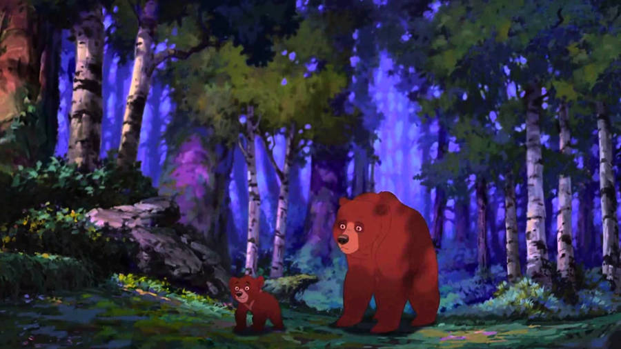 Brother Bear Kenai And Koda In Forest Wallpaper