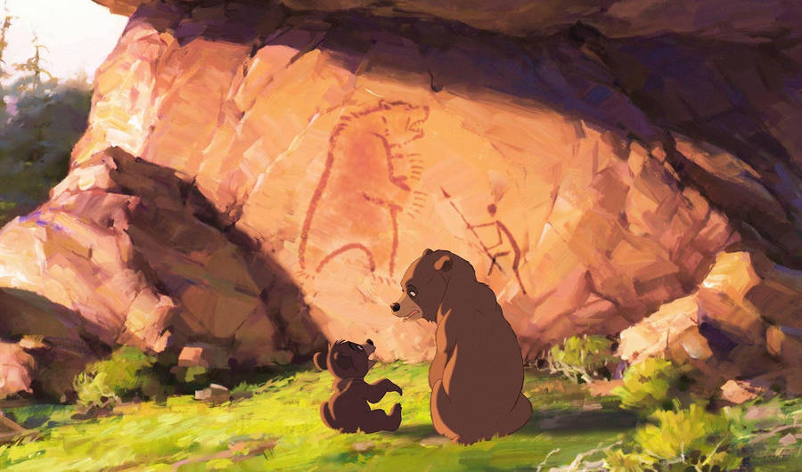 Brother Bear Kenai And Koda Rock Painting Wallpaper