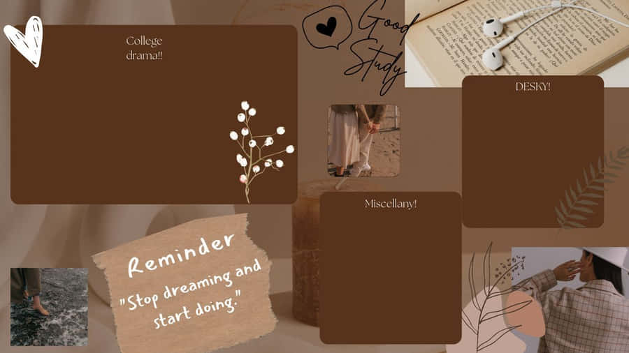 Brown Aesthetic Collage Desktop Background Wallpaper