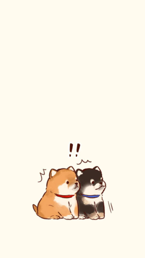 Brown And Black Cartoon Shiba Dogs Wallpaper