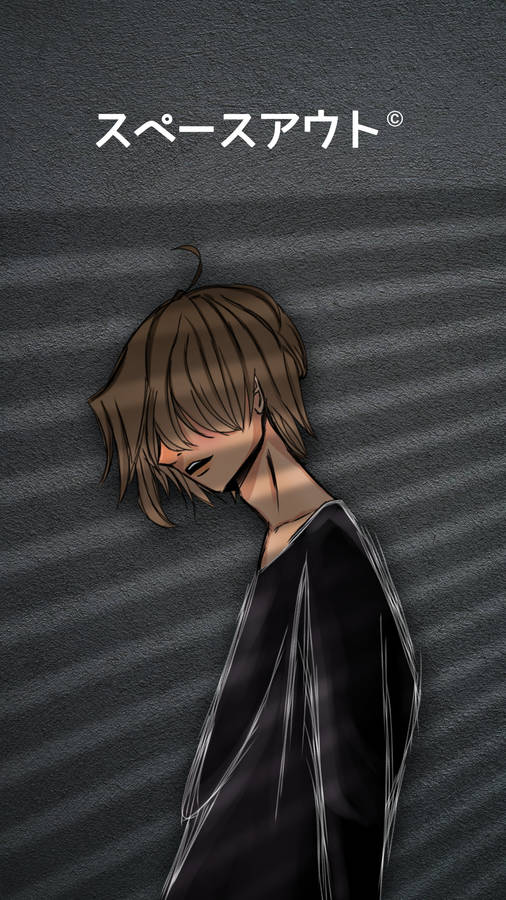 Brown Hair Sad Boy Cartoon Wallpaper