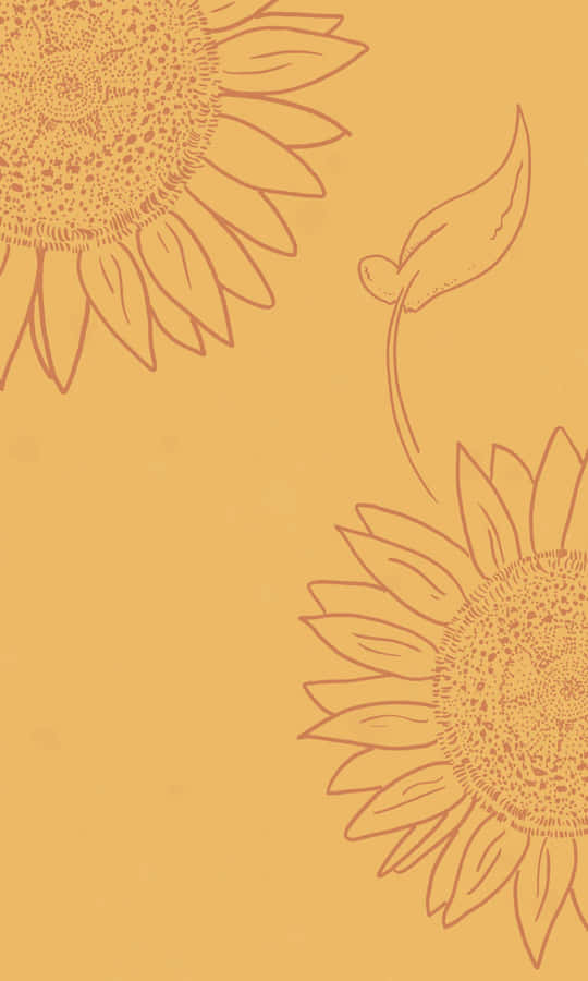 Brown Leaf And Sunflower Aesthetic Iphone Wallpaper