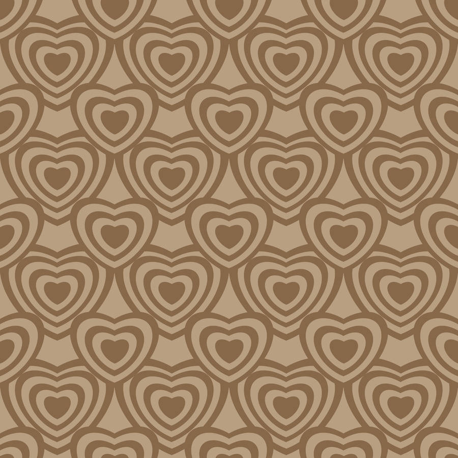Brown Wildflower Heart Pattern Wallpaper
