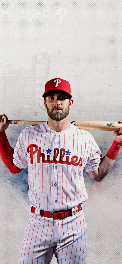 Bryce Harper Baseball Bat At Shoulder Wallpaper