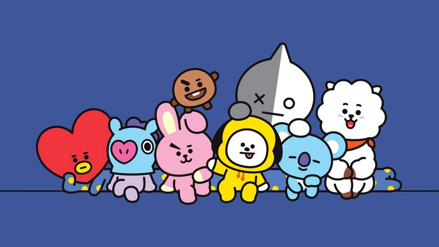 Bt21 Characters Sitting Playfully Wallpaper - wallpapersok