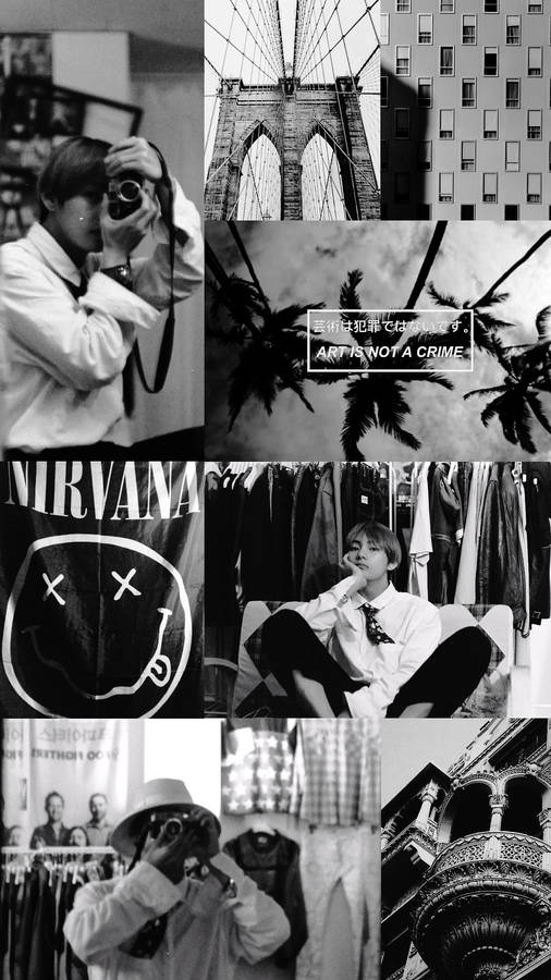 Bts Aesthetic Bnw Kim Taehyung Wallpaper