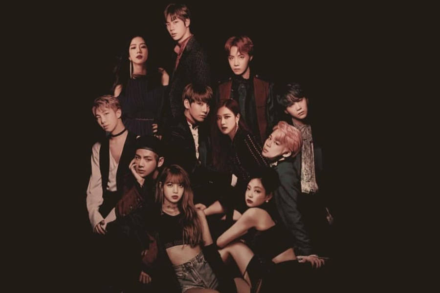 Bts And Blackpink Dramatic Photoshoot Wallpaper