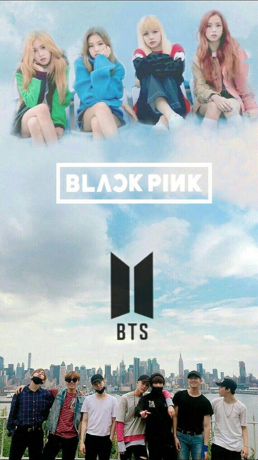 Bts And Blackpink Logo Cloudy Sky Wallpaper