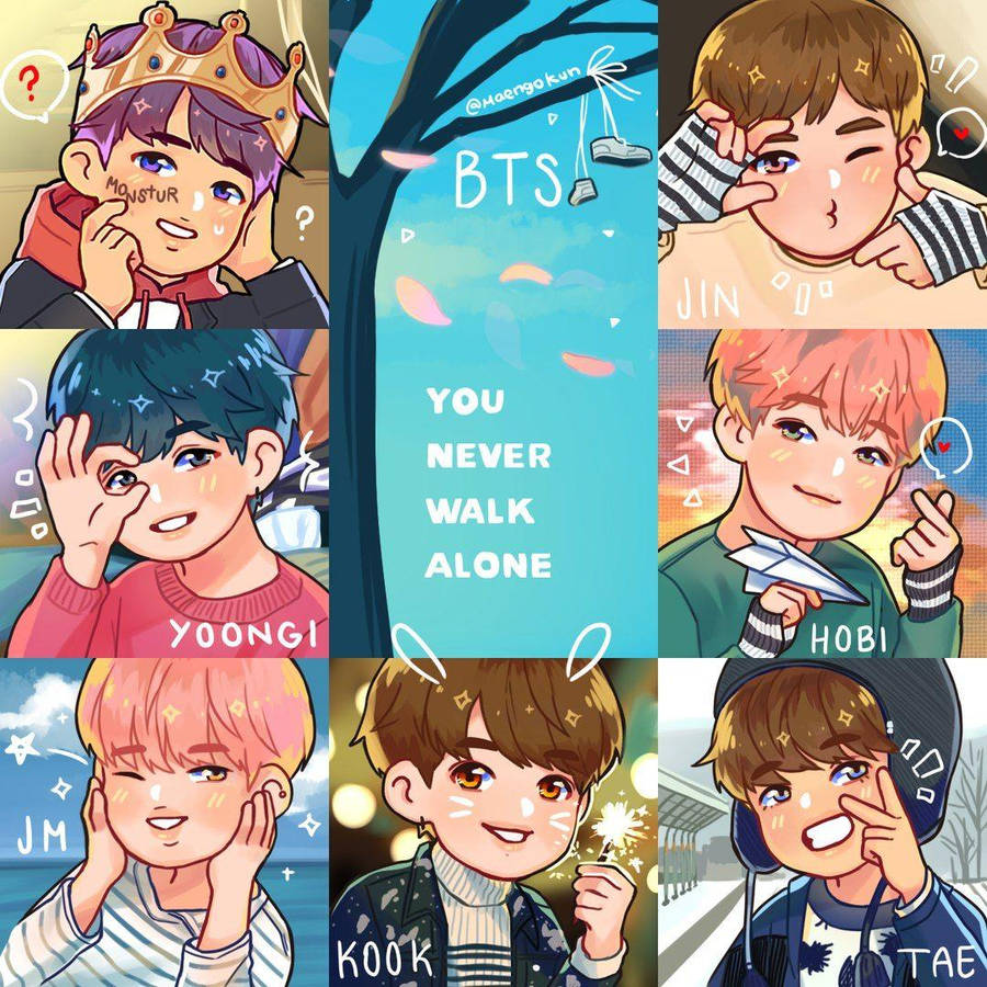 Bts Anime Collage Wallpaper