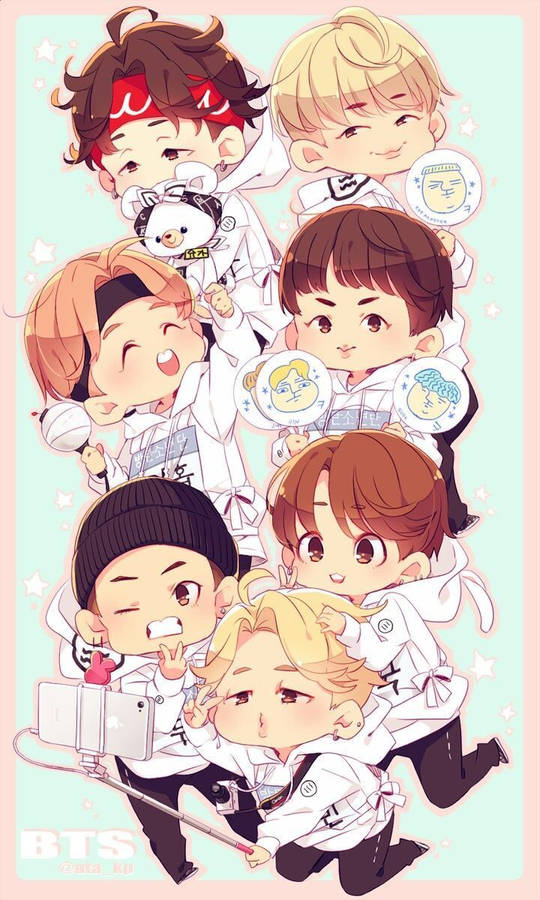 Bts Anime In White Jackets Wallpaper