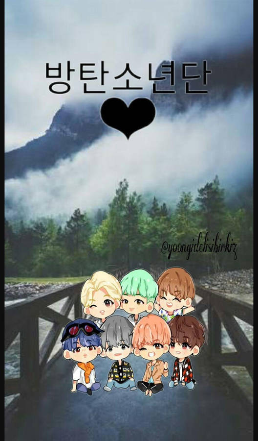 Bts Anime Mountain Art Wallpaper