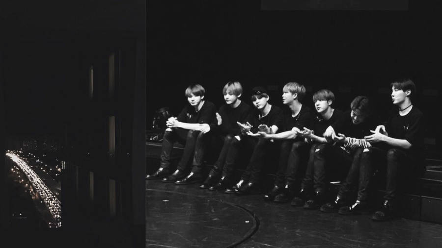 Bts Black And White Backstage Photo Laptop Wallpaper