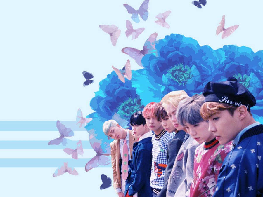 Bts Flowers And Butterflies Laptop Wallpaper