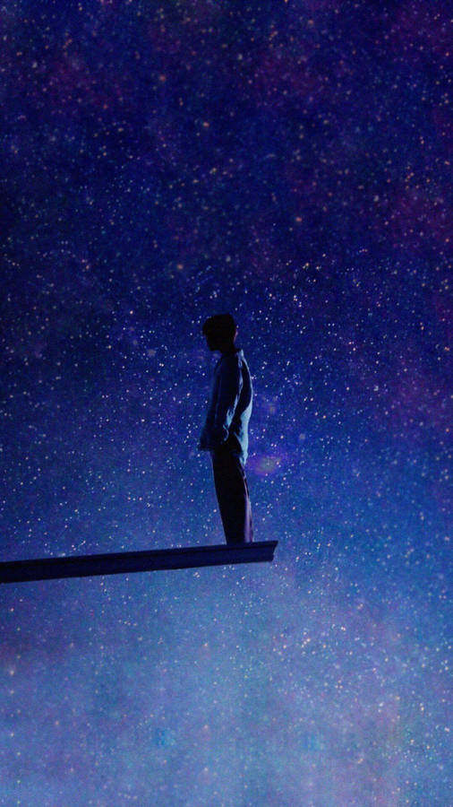 Bts Galaxy Man Standing Alone Wallpaper