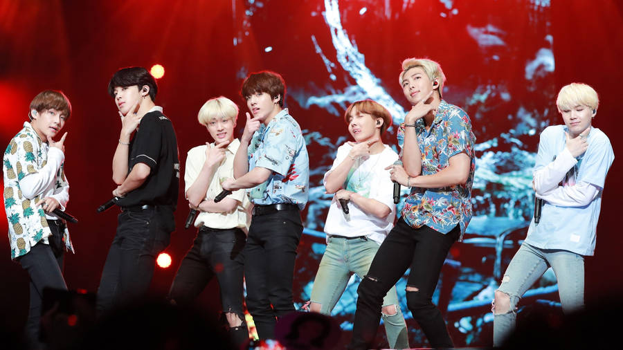 Bts Group Aesthetic Image While Performing Wallpaper