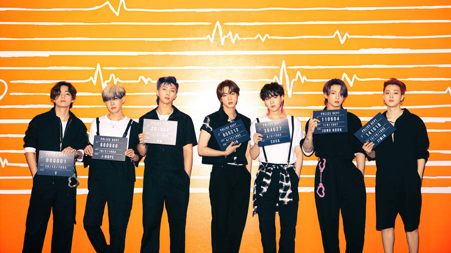 Bts Group Photo Mugshot Wallpaper