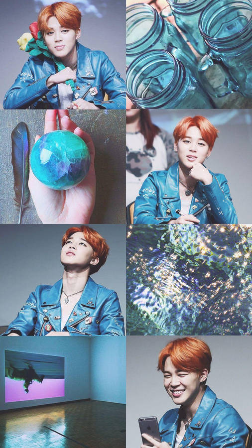 Bts Jimin Blue Aesthetic Collage Wallpaper