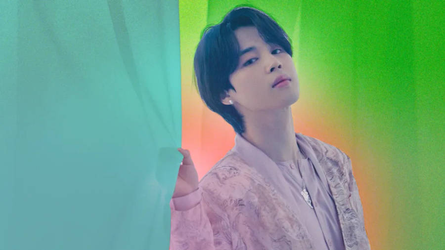 Bts Jimin In A Dreamy Neon Photoshoot Wallpaper