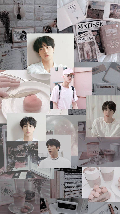 Bts Jin Aesthetic Dark White Pink Wallpaper