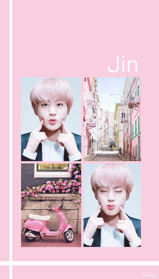 Bts Jin Aesthetic Four-photo Collage Wallpaper