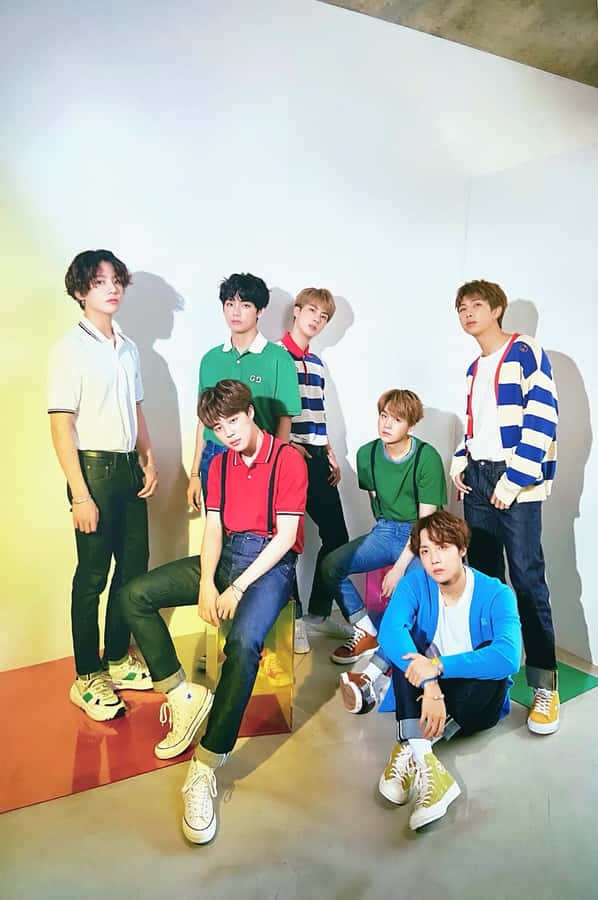 Bts Photoshoot In Casual Outfits Wallpaper