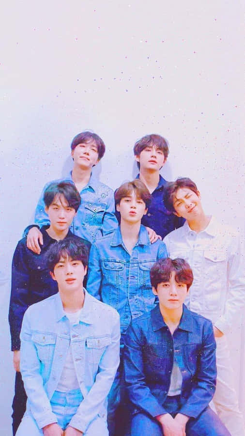 Bts Photoshoot Wearing Denim Jackets Wallpaper