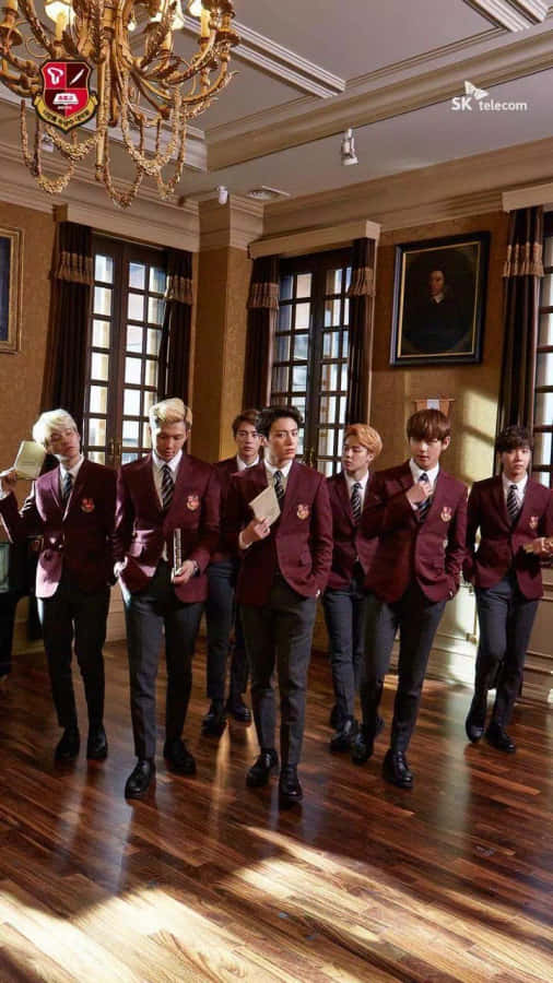 Bts Photoshoot Wearing School Uniform Wallpaper