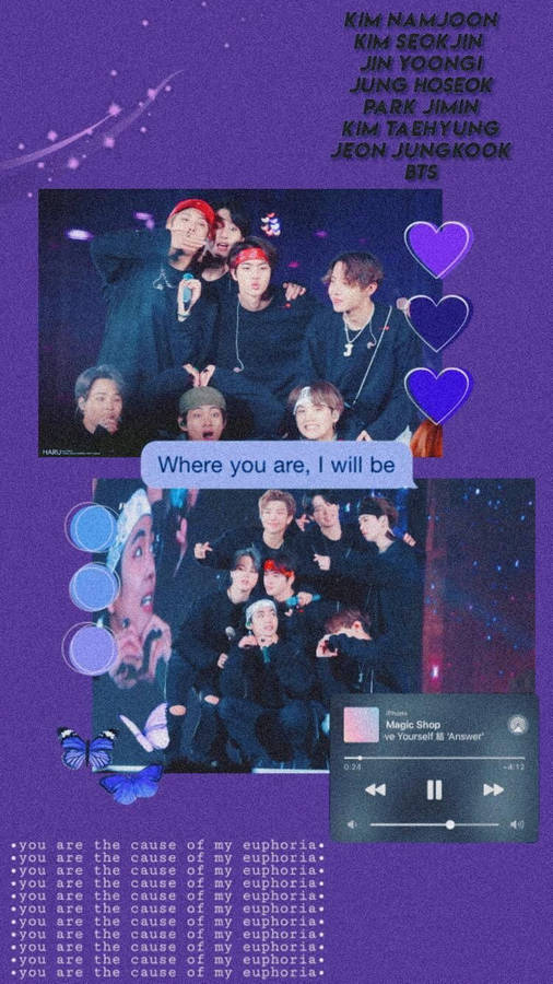 Bts Purple Fanart Collage Aesthetic Wallpaper