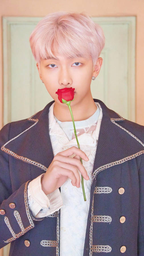 Bts Rm Cute Red Rose Wallpaper