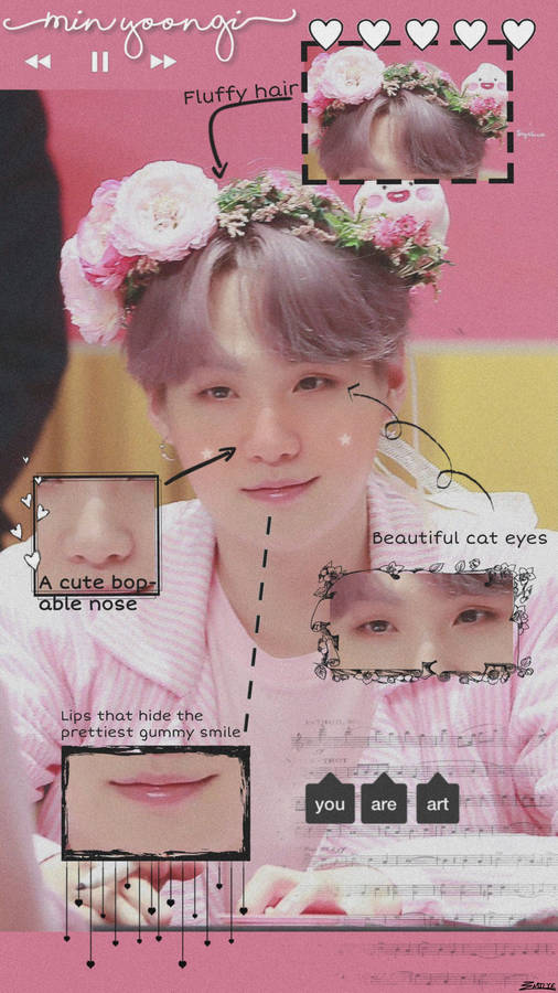 Bts Suga Cute Features Wallpaper