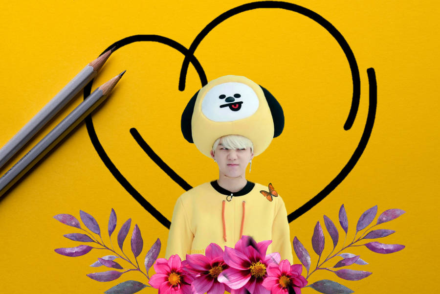 Bts Suga Cute Yellow Costume Wallpaper