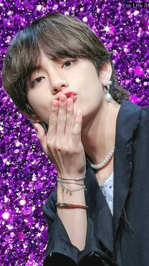 Bts V Cute Purple Aesthetic Wallpaper