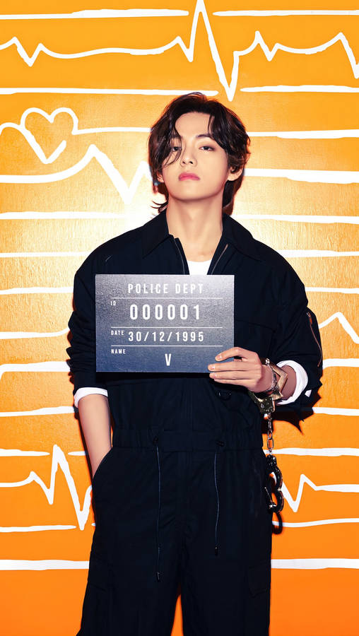 Bts V Mugshot Portrait Wallpaper