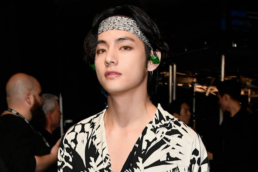 Bts V Patterned Outfit Wallpaper