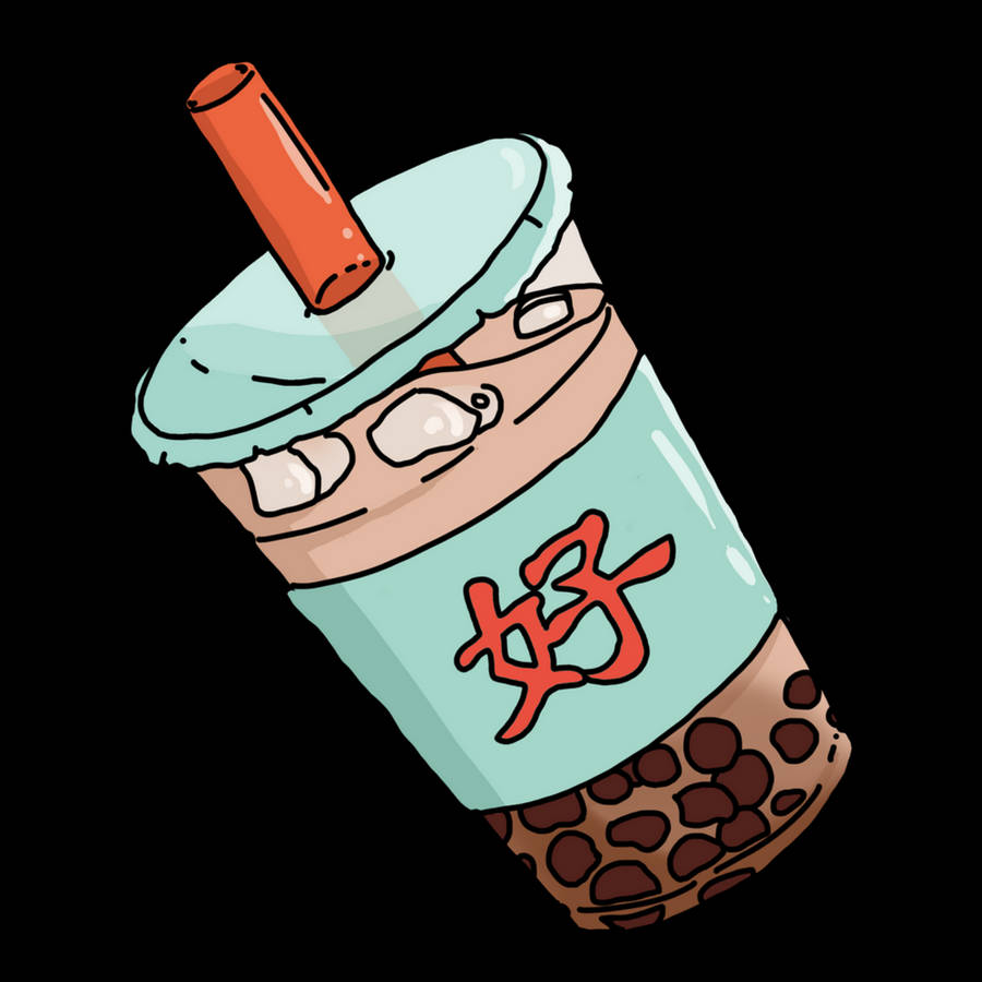 Bubble Tea Cartoon Vector Wallpaper