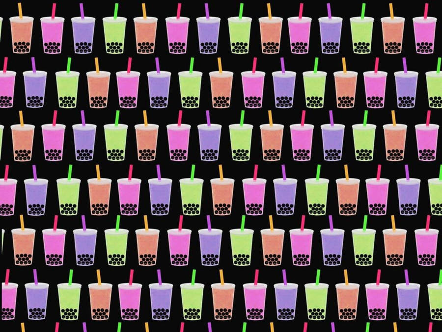 Bubble Tea Colorful Patterns Wallpaper