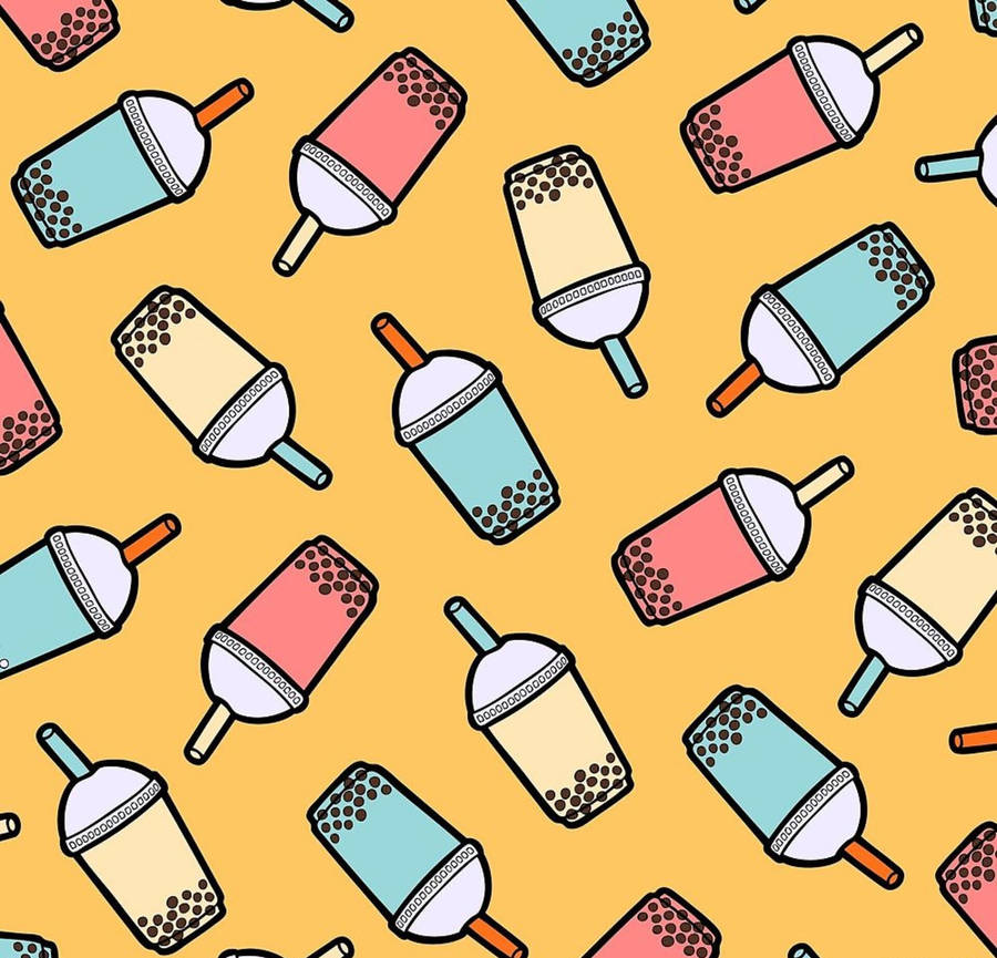 Bubble Tea Pastel Patterns Wallpaper