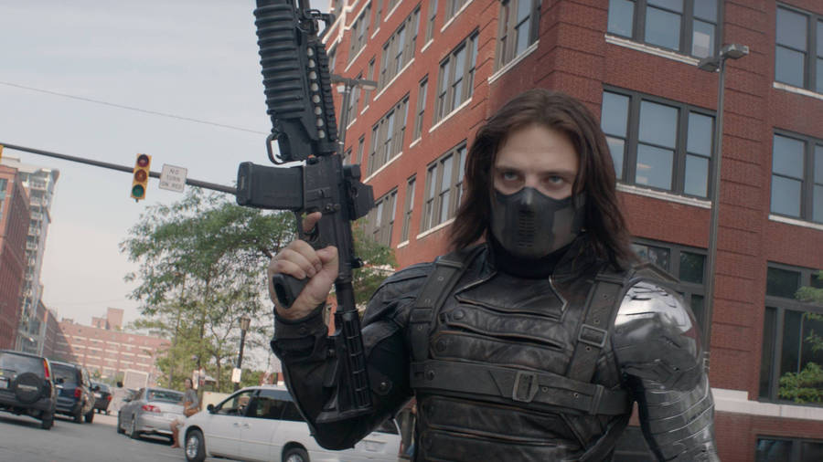 Bucky Barnes Carrying A Rifle Wallpaper