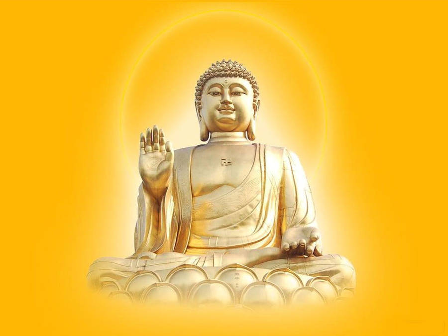 Buddha 3d Luxurious Gold Statue Wallpaper