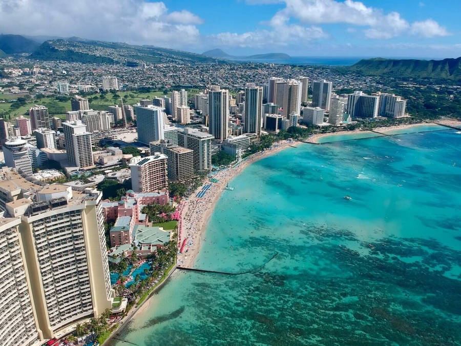 Buildings Near Oahu Beach Wallpaper