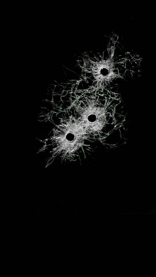 Bullet Holes On Broken Glass Wallpaper