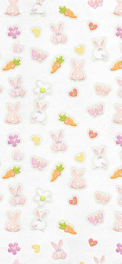 Bunny And Carrots Cute Pattern Iphone Wallpaper
