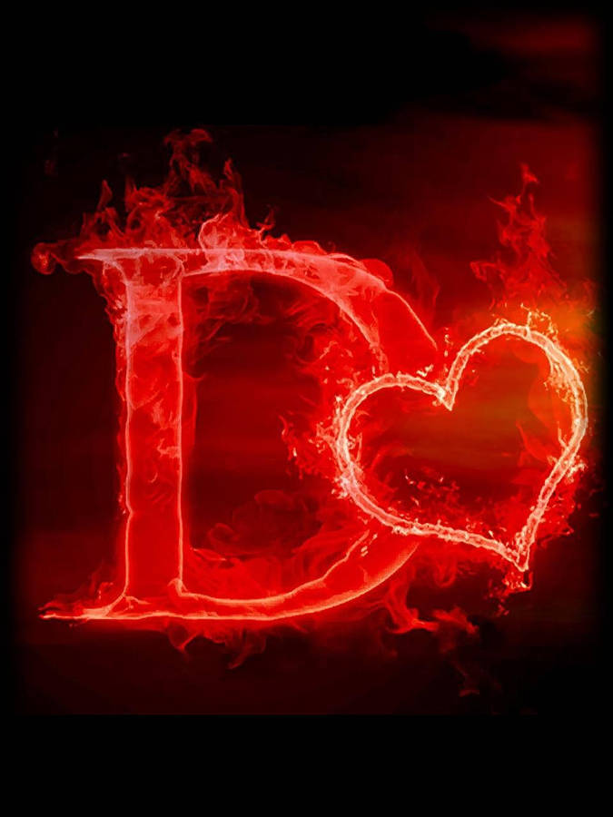 Burning Letter D With A Heart Wallpaper