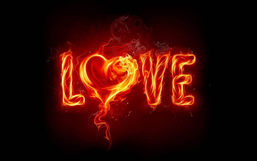 Burning Love Fire Background Wallpaper