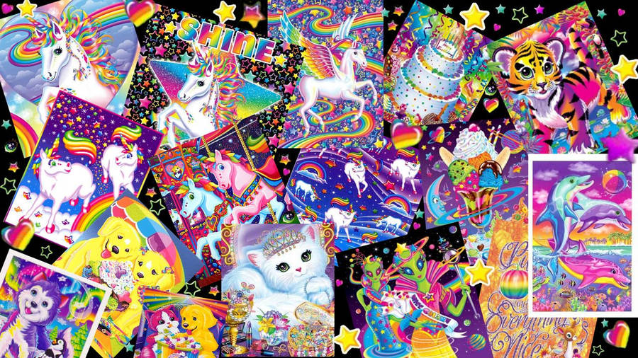 Bursting With Childhood Memories: The Vibrant Kidcore Animal Collage Wallpaper