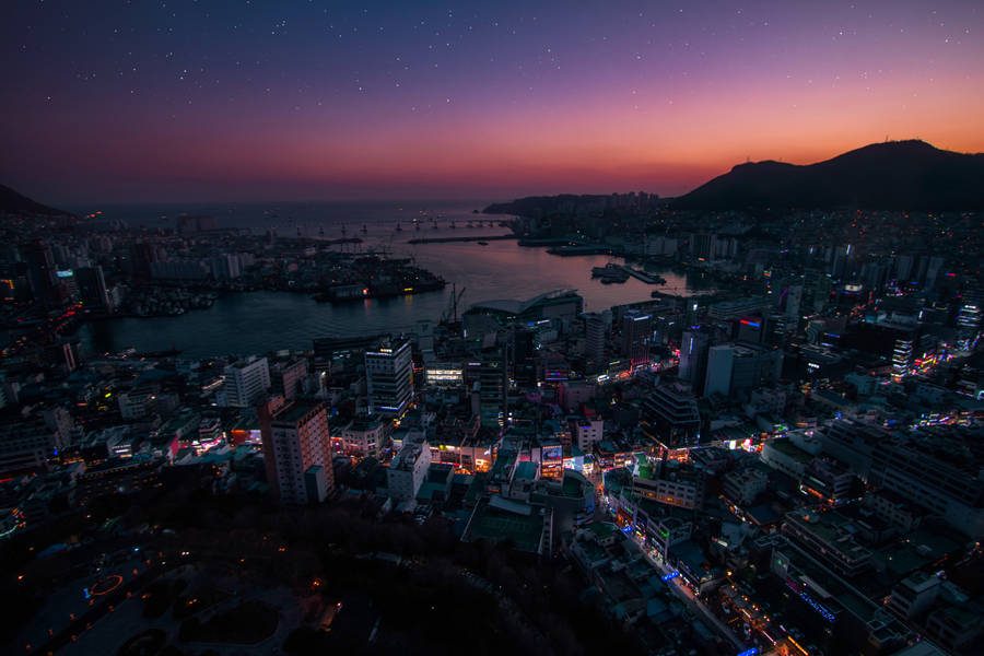 Busan City Pink Sky Wallpaper