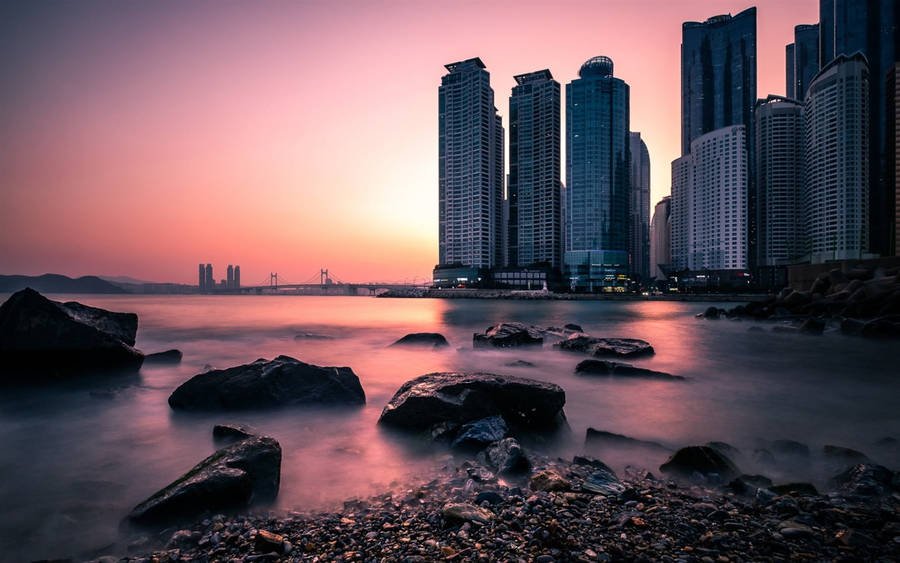 Busan City Sunset Wallpaper