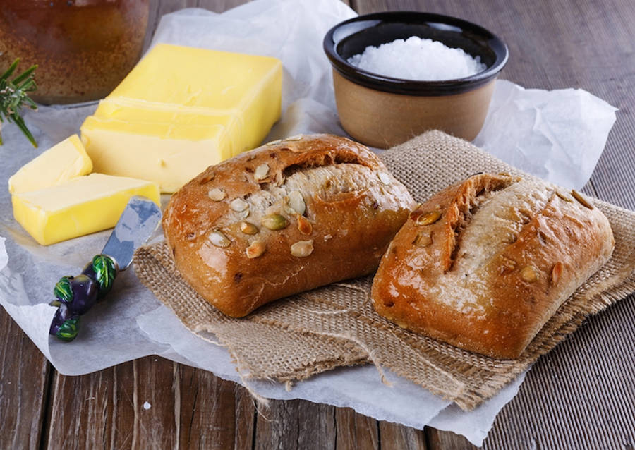 Butter With Bread And Flour Wallpaper