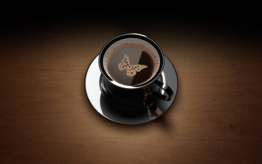 Butterfly Foam In A Coffee Cup Wallpaper