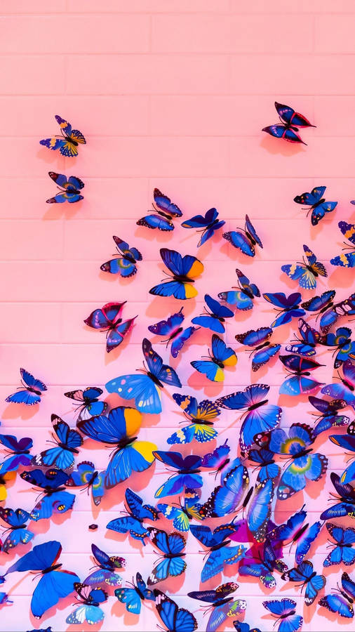 Butterfly Iphone Lock Screen Pink Wall Wallpaper